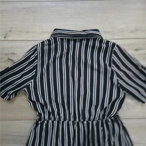 Lottie Shirt Short Sleeve Black/Cream Collared Dress Women Sz M - Picture 9 of 10